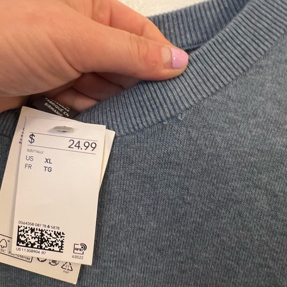 H&M Blue Knit Cotton Light Pull Over Sweater | XL - Picture 2 of 5